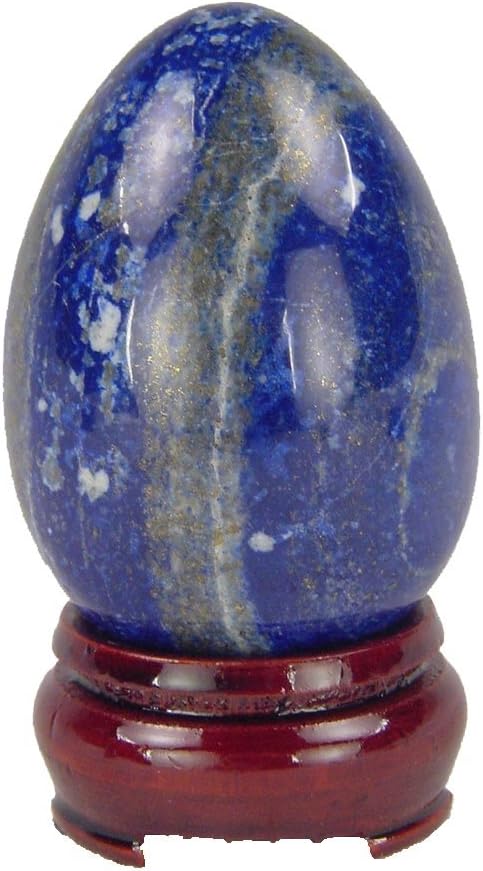 Natural Afghanistan Lapis Lazuli Egg Healing Stone Carving with Stand