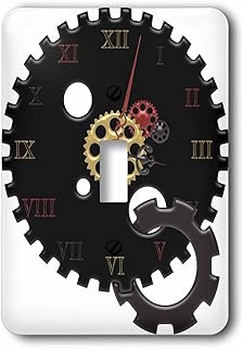 3dRose lsp_235668_1 Black, Red, and Faux Gold Steampunk Cog Clock Illustration Toggle Switch, Multicolor