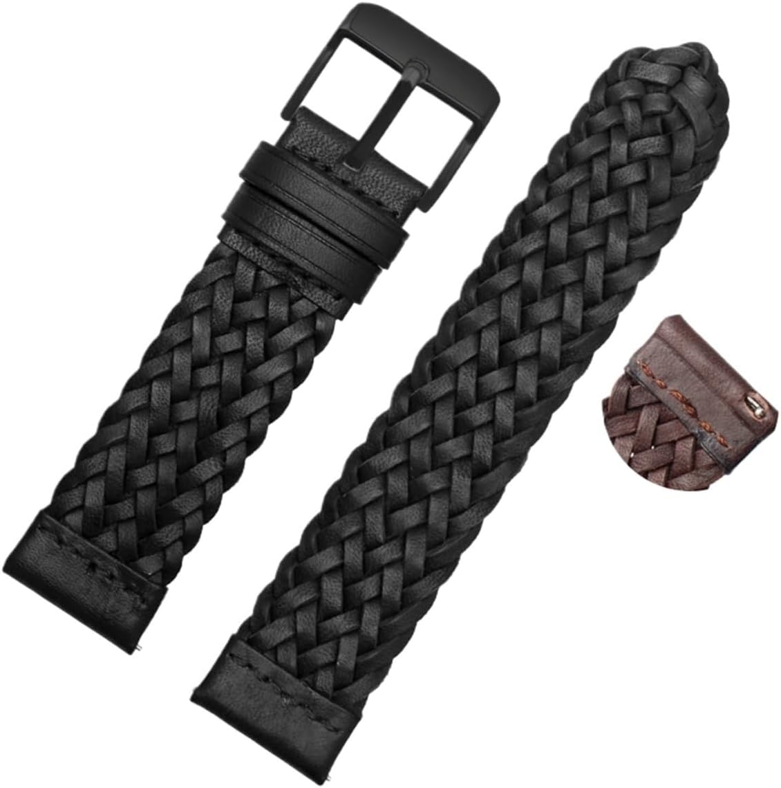 XILILHC 20mm 22mm 24mm Genuine Leather Braided Watch Strap Men Women Quick Release Cowhide Wrist Band Bracelet Accessories