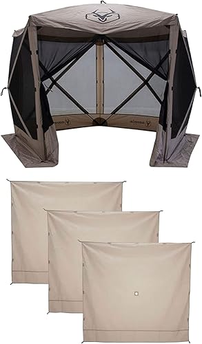 Gazelle Tents G5 - Tienda de campaña portátil desplegable de 5 caras para 4 personas, arena del desierto y pantalla de glorieta portátil, paneles de