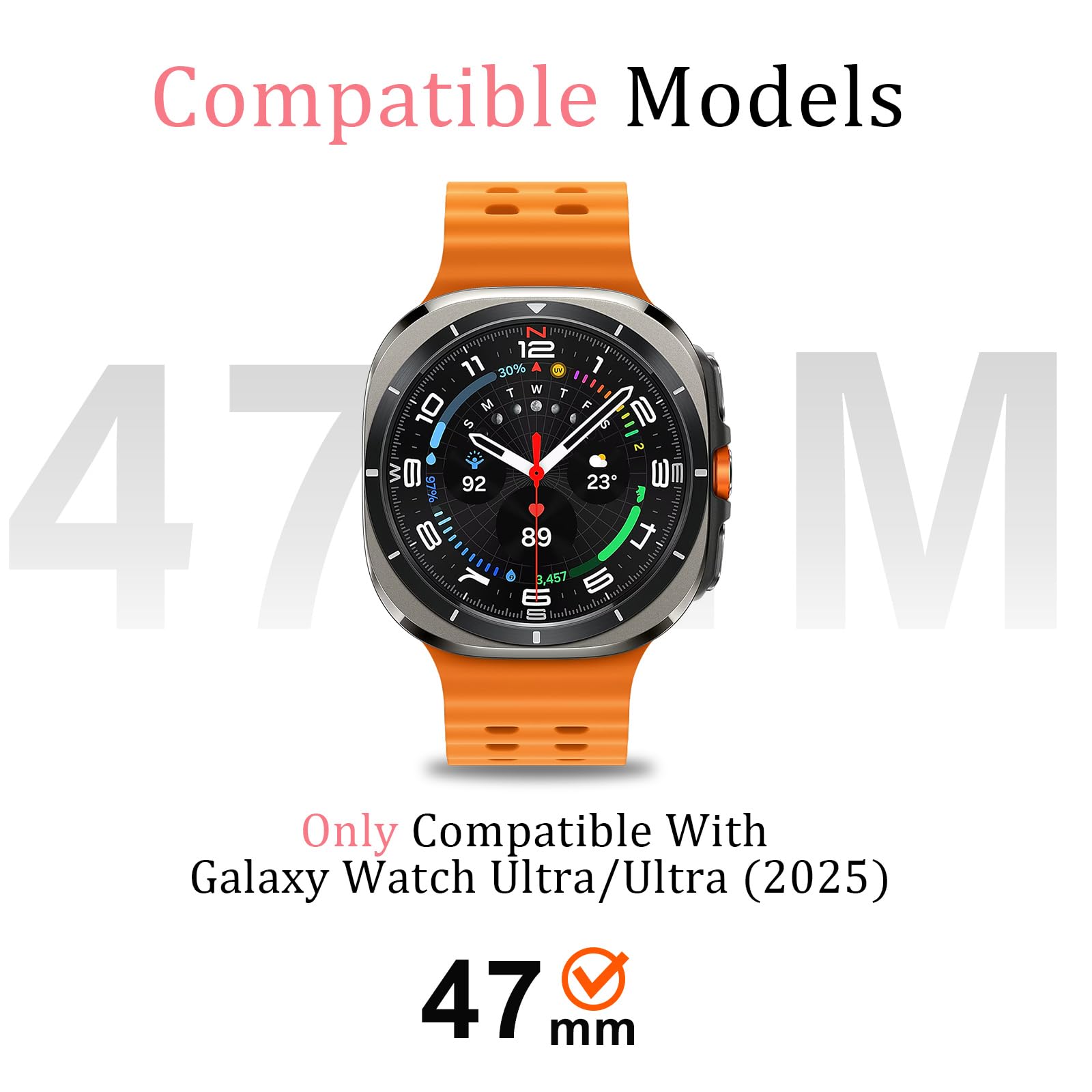 Amizee Metál Funda Compatible con Samsung Galaxy Watch Ultra Funda (2025/2024) 47mm con contraportada, Robusta Anti-Raspado Protección Carcasa para Galaxy Watch 7/8 Ultra, Azul/Blanco