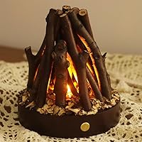 Vista 34 de Farol de chimenea pequeño y acogedor tradicional realista con efecto de llama de leña, luz LED, estilo carbón, lámpara de mesa