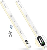 Vista 1 de WILLED Luces de armario de 3000 K con sensor de movimiento, pantalla de batería, barra de luz táctil de 60 LED, luz con sensor de movimiento