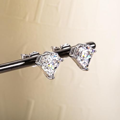 Miniatura 7 de 3cttw-6cttw Cubic Zirconia Stud Earrings 5A Grade CZ Diamond Shaped Earrings for Women Men