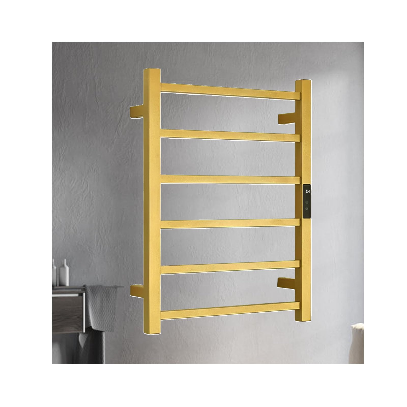 Secatoallas Electrico Pared con Temporizador,Control Táctil Toallero De Baño Electrico,Radiador Electrico Bajo Consumo Termostato,Oro,Right Line