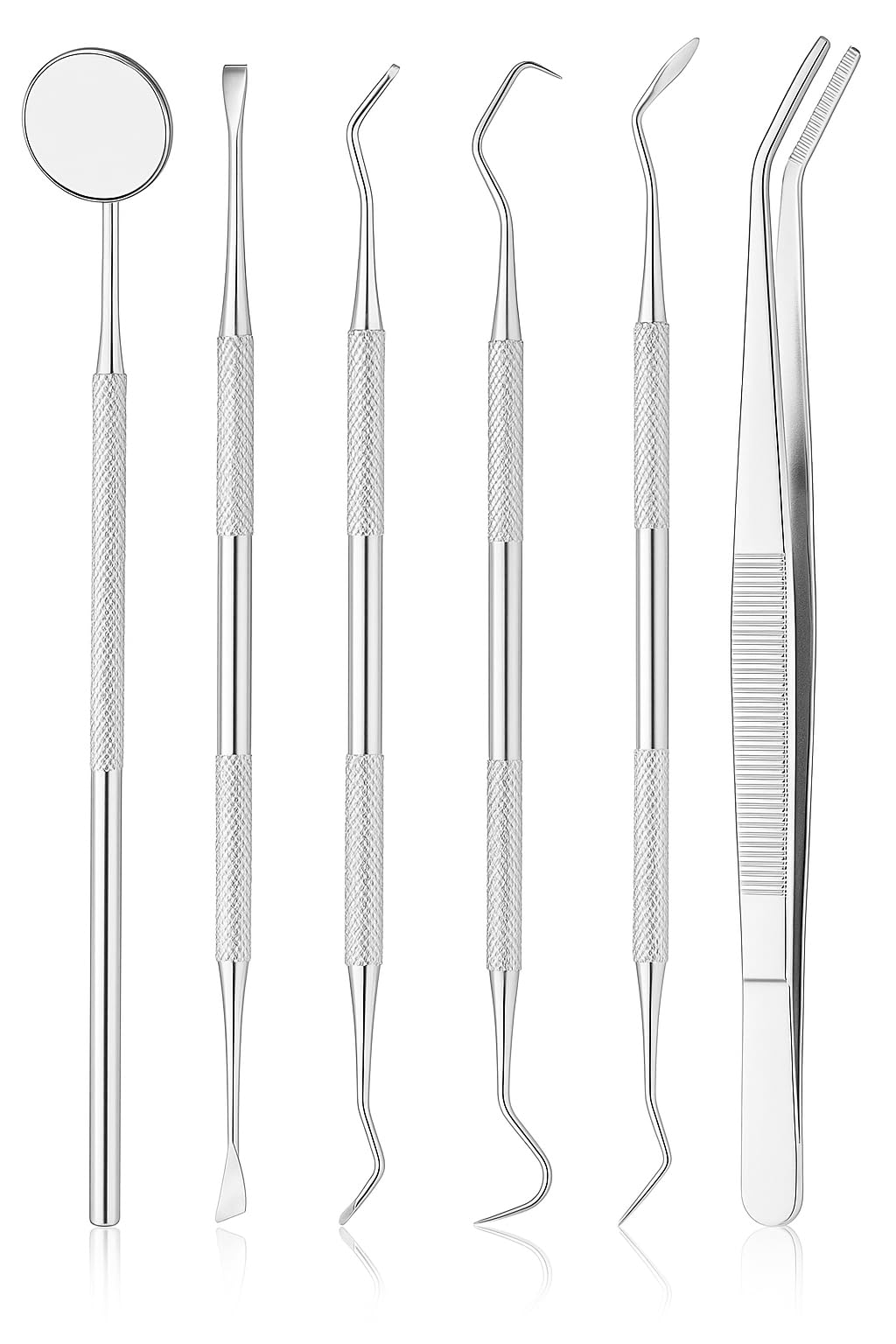 Dental Kit Tools 6 PC Dental Hygiene Kit Stainless Steel Tooth Scraper Plaque Remover Teeth Cleaning Tools Dental