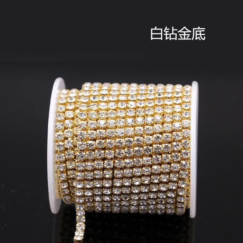 1.5Mm 2.7Meter Gold/Silver Shiny Nail Rhinestone Chain Ab Color Chain Nail Ornament DIY Manicure Nail Jewelry 3D Gem Crafts