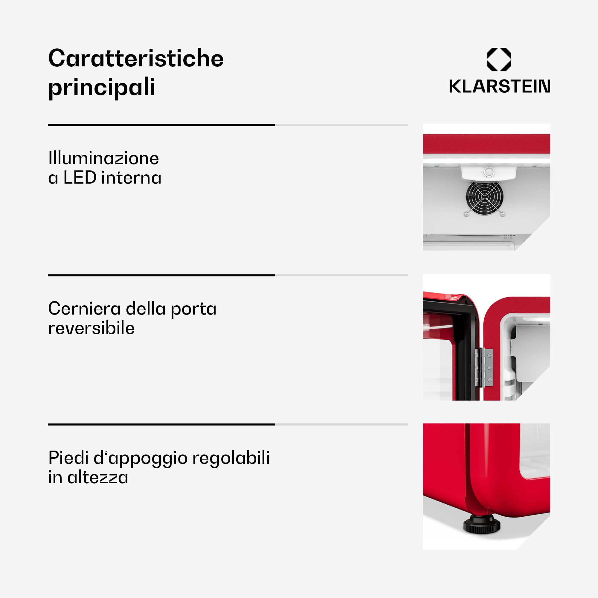 KLARSTEIN Audrey Evo Frigorifero per bevande da 95 L - Frigorifero per bevande con sportello in vetro, luce LED, temperatura regolabile 0-10 °C, 3 ripiani, funzionamento silenzioso