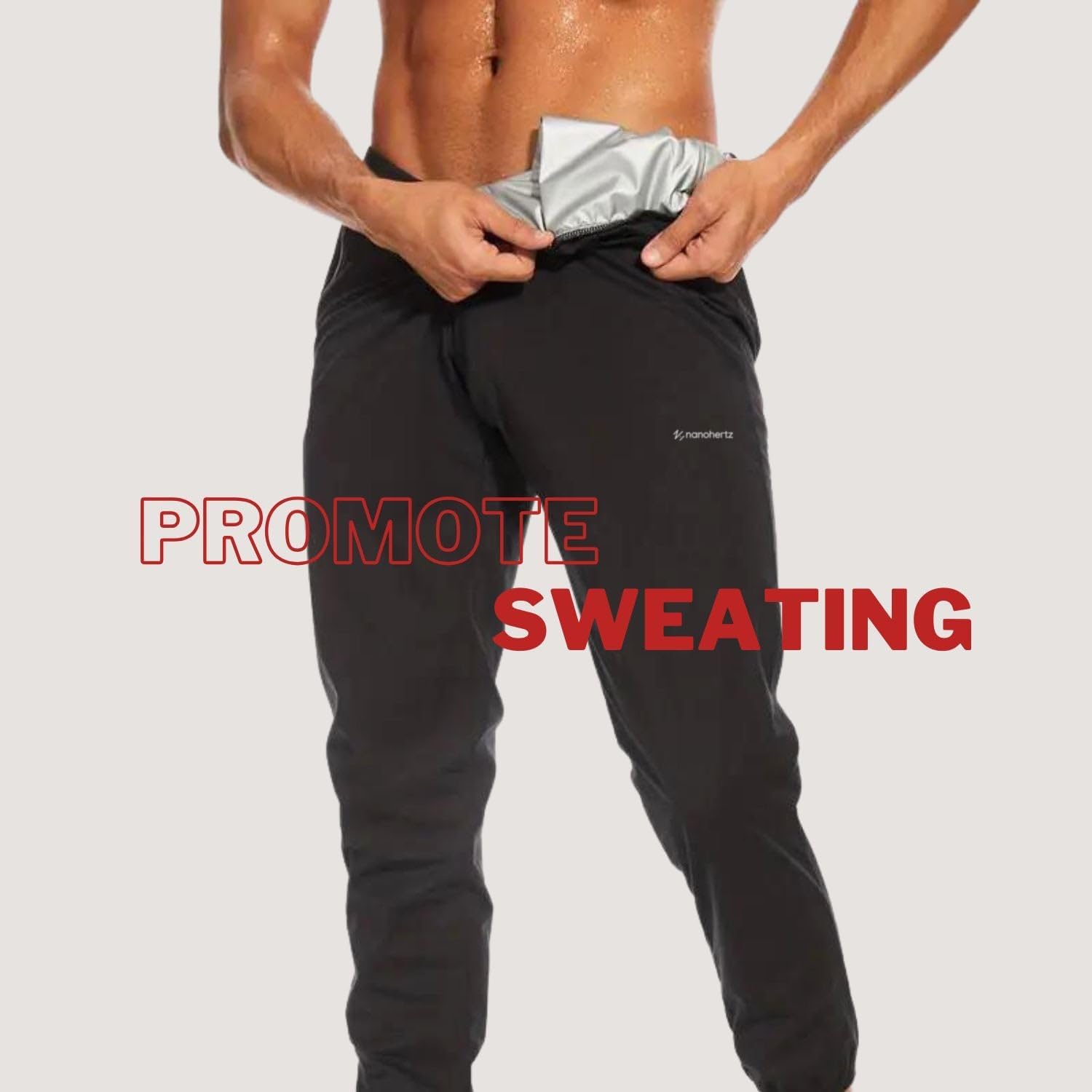 Nano Hertz Sauna Suit Sweat Shapewear Pants Joggers Trousers Boxing Workout Weight Loss Body Shaper Sweatsuit Exercise Men - Image 2