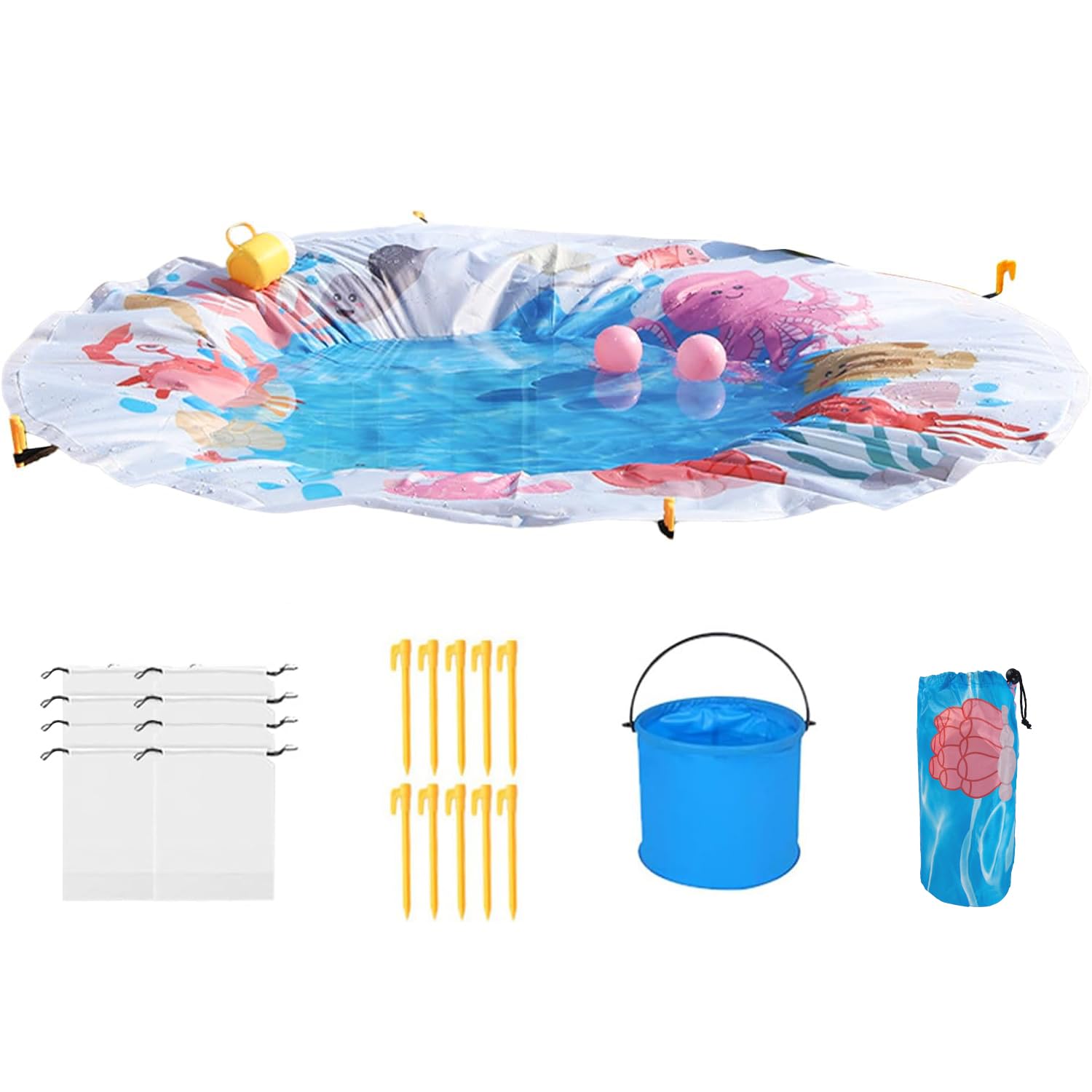 Baby Paddling Pool,Foldable Baby Beach Pool,2-i n-1 Kiddie Pools and Beach Blanket with Storage Bag,Portable Beachs Mat,Sandproof Waterproof Water Play Outdoor Sand Toy for Travel Trip Vacation Picnic