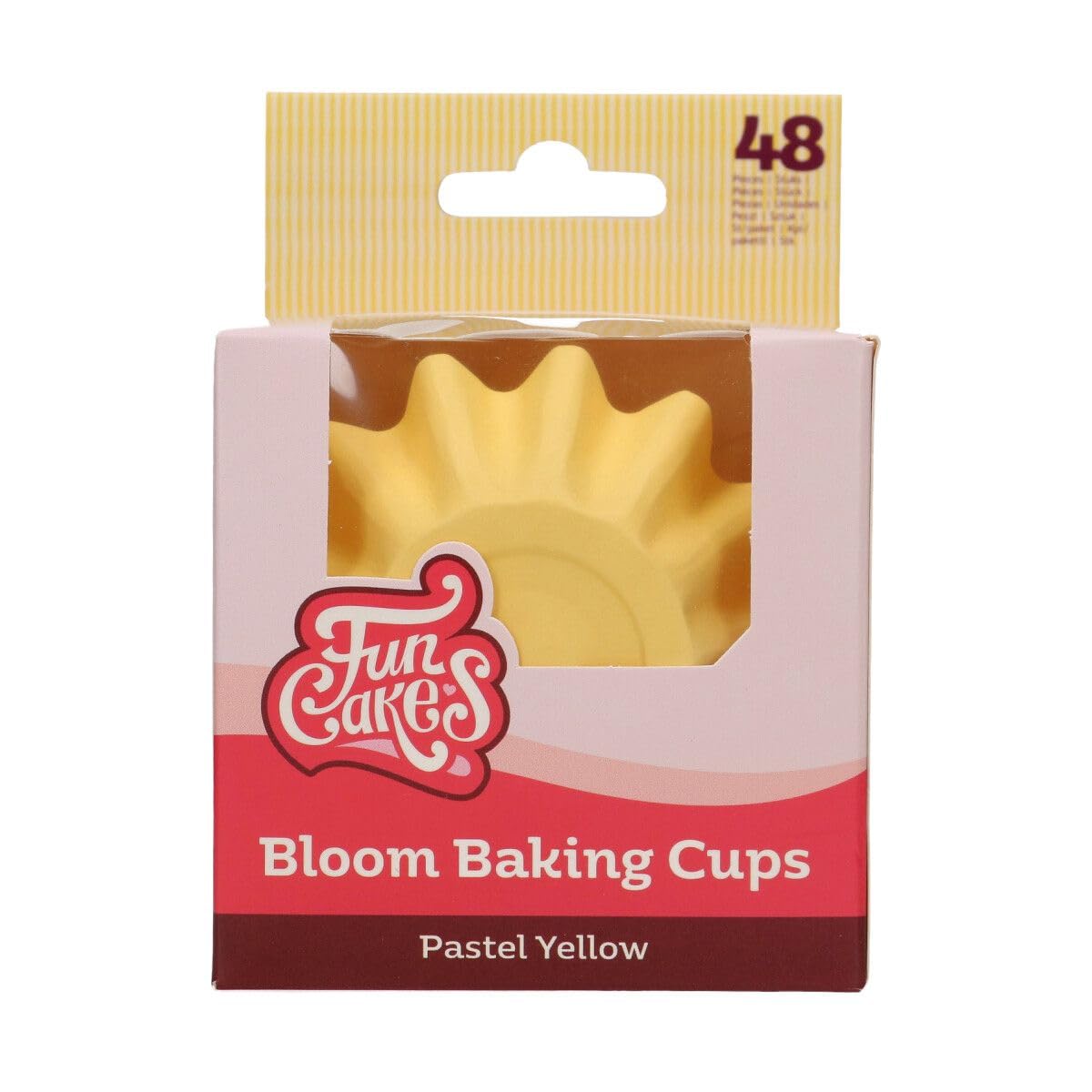 FunCakes Bloom Baking Cups Pastel Yellow, Cupcake Cases for Baking Greaseproof Baking Cups Durable Coated Board for Cupcakes, Muffins, Brownies and More, 48-Piece
