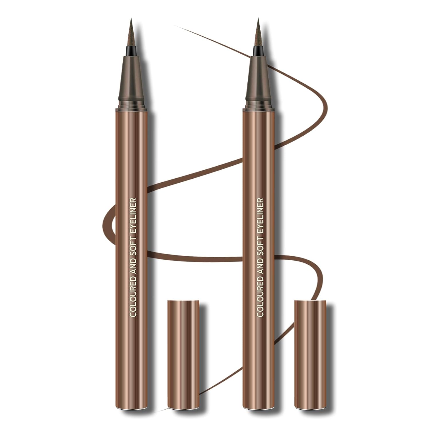 KYDA 2 Pcs Brown Liquid Eyeliner, Natural Matte Tint, Ultra Fine Tip, Lasting Pigment Eyeliner Pencil, Silky Smooth Formula, Quick Drying