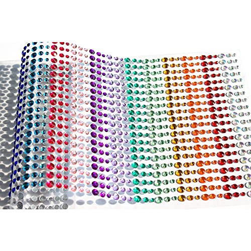 image for CREATRILL 15 Colors 3 Sizes Rhinestone Stickers All in One Sheet 900 P