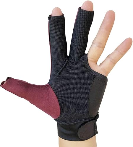 Miniatura 4 de Guante de palo de piscina con 3 dedos de corte Champion Cut 2019, depredador de mano izquierda (azul, vino, negro) (vino y negro, grande)