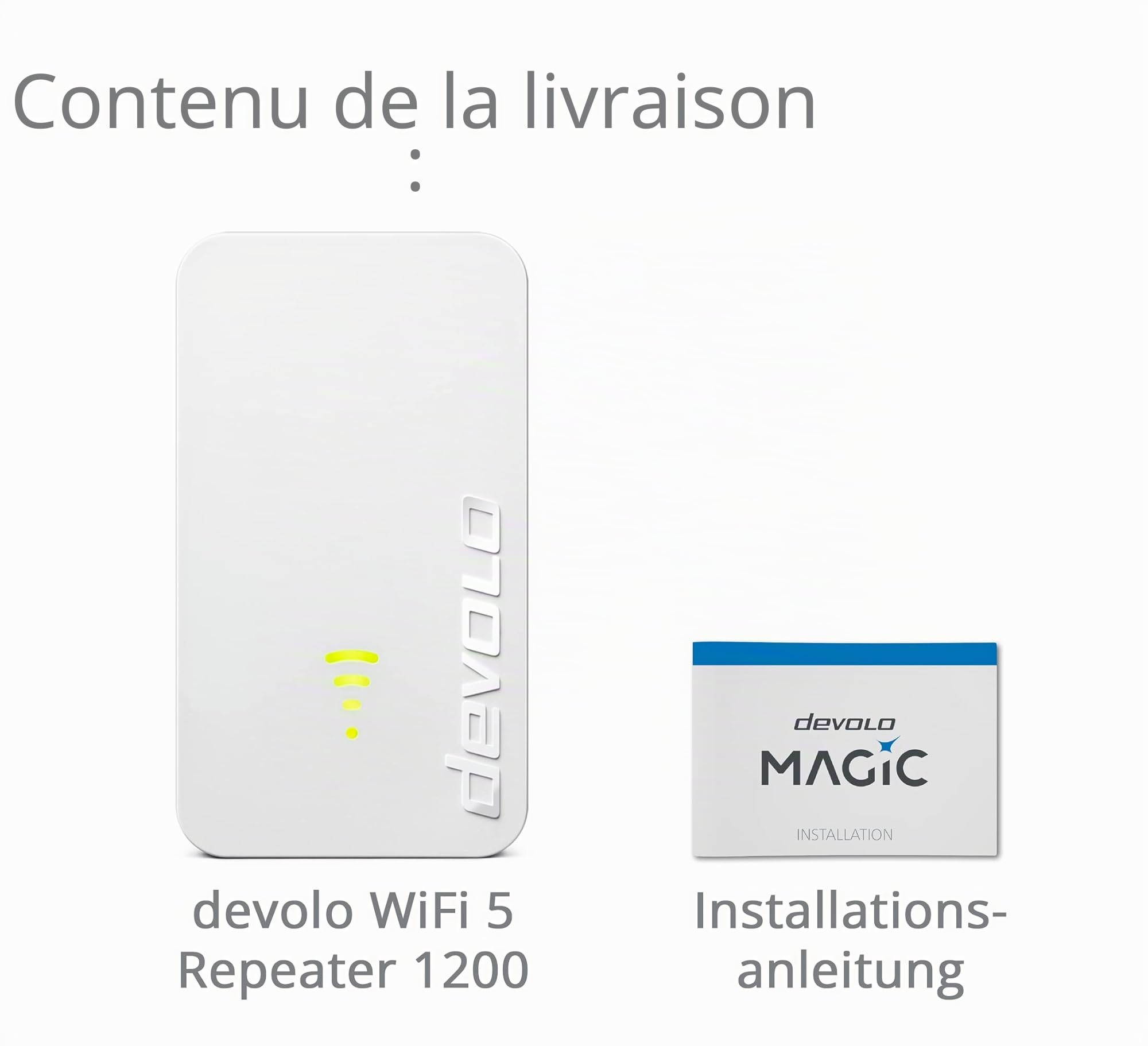 devolo Répéteur WiFi 5 1200, répéteur Wi-FI, jusqu'à 1200 Mbit/s, amplificateur Wi-FI, Point d'accès, extendeur WiFi, 1 Port LAN, Blanc