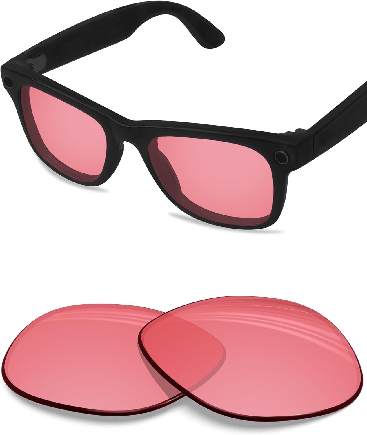 BLAZERBUCK Anti-salt Replacement Lenses Compatible with RayBan Meta Wayfarer RW4008 53mm - HD Pink