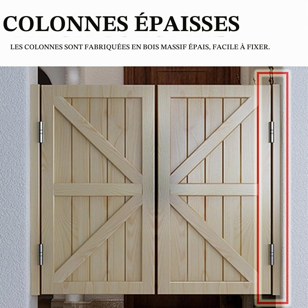 Porte Battante Double Saloon Porte Battante En Bois Massif Avec Charnières Portes De Café Saloon 2 Vantaux Pour Entrée Cuisine Salon Bureau(Wood color,W80*H90cm)