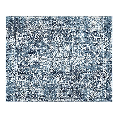 Microdry 8X10' Washable Modern Area Rug, Machine Washable For Easy Care, Stain Resistant Rug With Built-In Skid Resistant Backing, Perfect For Living Room, Bedroom, Kitchen, Lilah Blue #TOP27