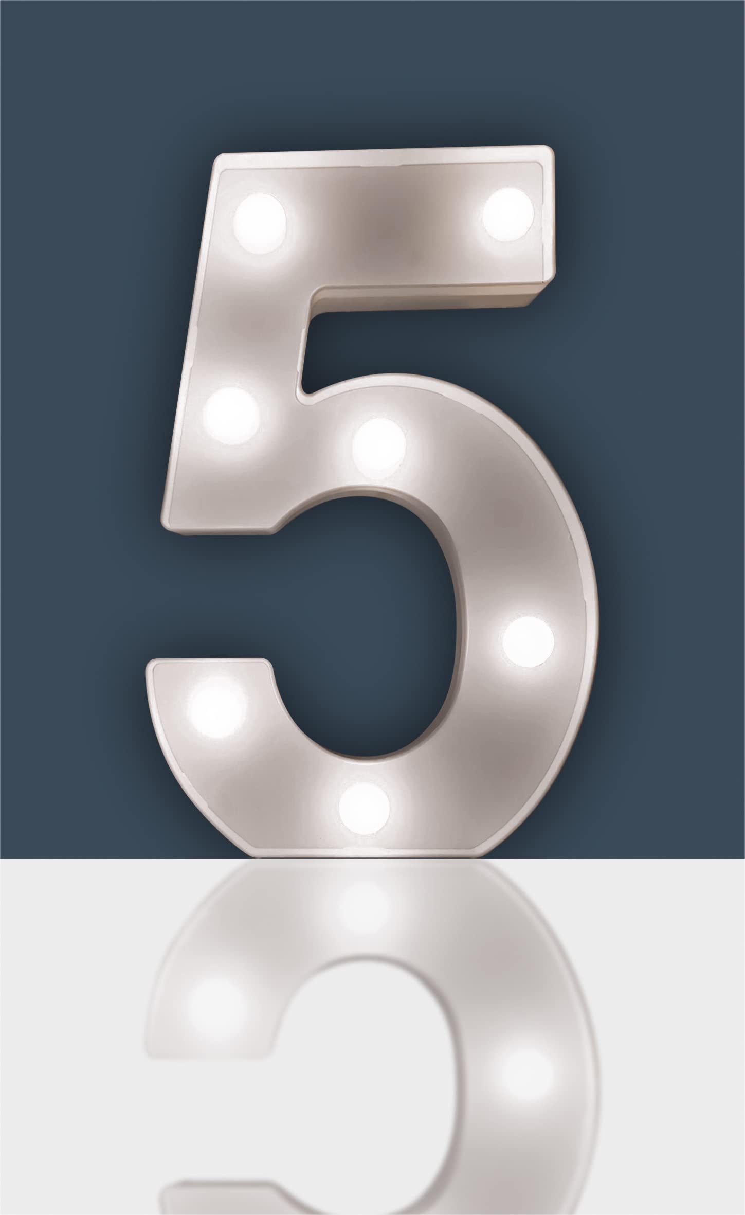 Battery Operated 3D LED Number Light - Perfect for use as a Night Light or at Weddings and Parties (Number 5)