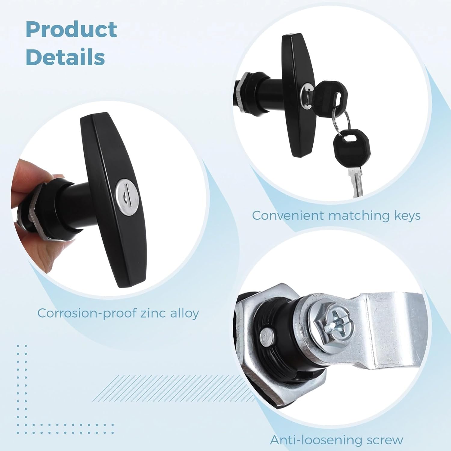 Generic Four Pcs T-Handle Locks, Drawer Latch Locks with Keys, Garage Door, Rv Truck Storage, Cabinet Letter-Box Locks for Campers, Trailers