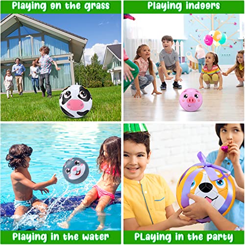 Libima 4 Pcs Size 3 Soccer Ball For Kids With Pump Cute Indoor Outdoor Toddler Sports Cartoon Ball Toys For Boys Girls Lawn Yard Game Training Practice, 4 Designs (Farm Animal Style) #TOP5