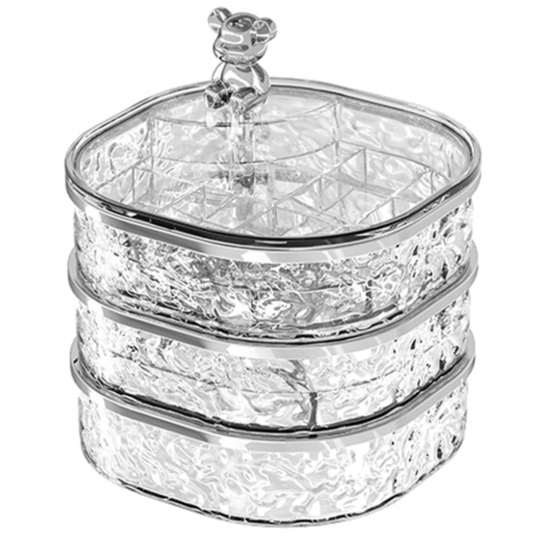 UDSKNV[KSL High-End Rotating Jewelry Box,Transparent Band Partition Earring, Ring Storage Box Exquisite A