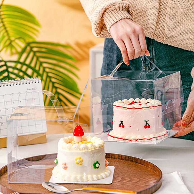 Amazon｜透明四角ケーキボックス 小さい 3号5号ケーキ箱 手提げ 