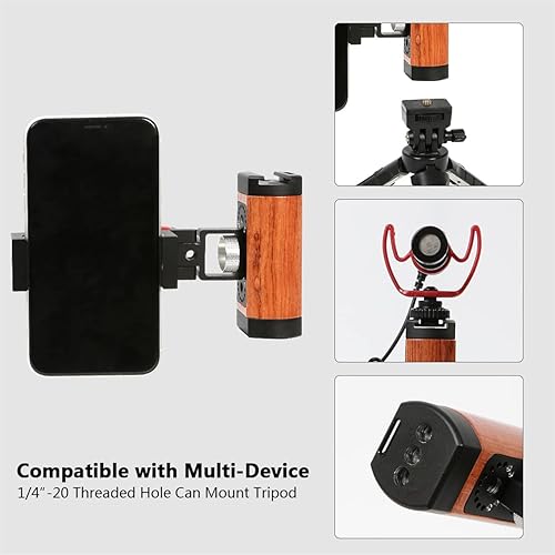 Miniatura 6 de Amykite Soporte de agarre plegable para teléfono inteligente con correa de muñeca, compatible con tornillo estándar de 14 pulgadas para trípode y