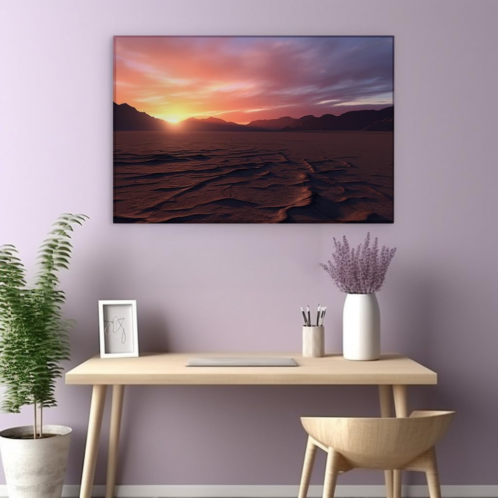 Canvas for Living room. Whispers of Solitude in the Dunes at Dusk, 27 x 18 inch Canvas Wall Art - Contemporary Masterpieces - Modern Home Decor - 69x46 cm (27x18 inch)