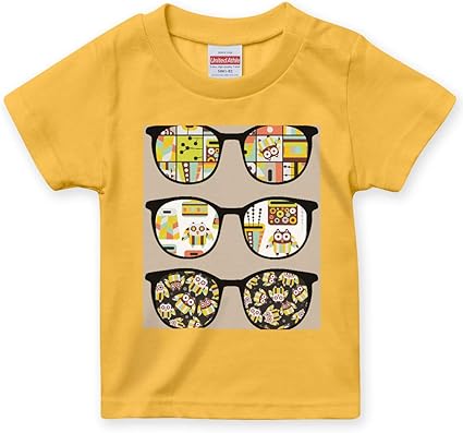 Amazon Co Jp Igsticker プリント Tシャツ キッズ 子供 90 サイズ Size おしゃれ クルーネック 黄色 イエロー バナナ色 T Shirt ユニーク 眼鏡 サングラス イラスト Electronics
