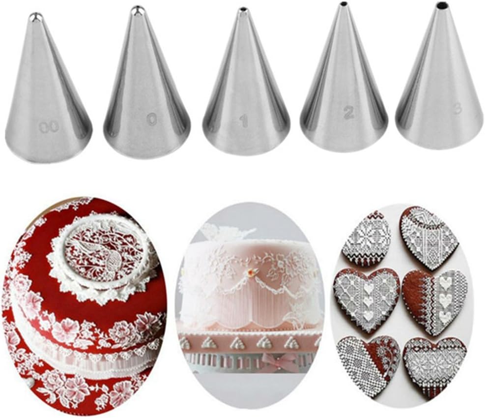 FantasyDay Cake Decorating Set, 5 Pieces Stainless Steel Icing Piping Nozzles Tips Kit - Christmas Holiday Birthday Anniversary Wedding Cupcakes Cakes Cookies Dessert Candy Pastry DIY Making Tools #5
