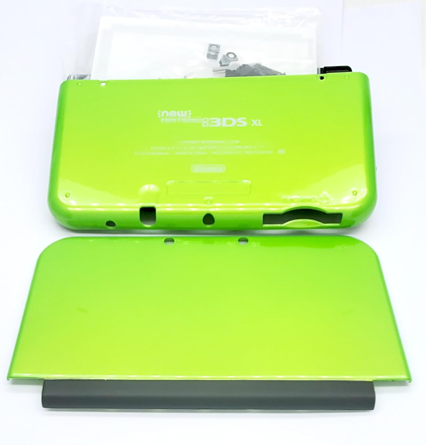 Complete for New3DSXL Green Housing Case Shells Replacement, for New 3DS XL/LL 3DSXL 3DSLL Console, Extra Enclosure 5 Cover Plates + Buttons, Screws, Screen Protector, Stylus, Sticker Set