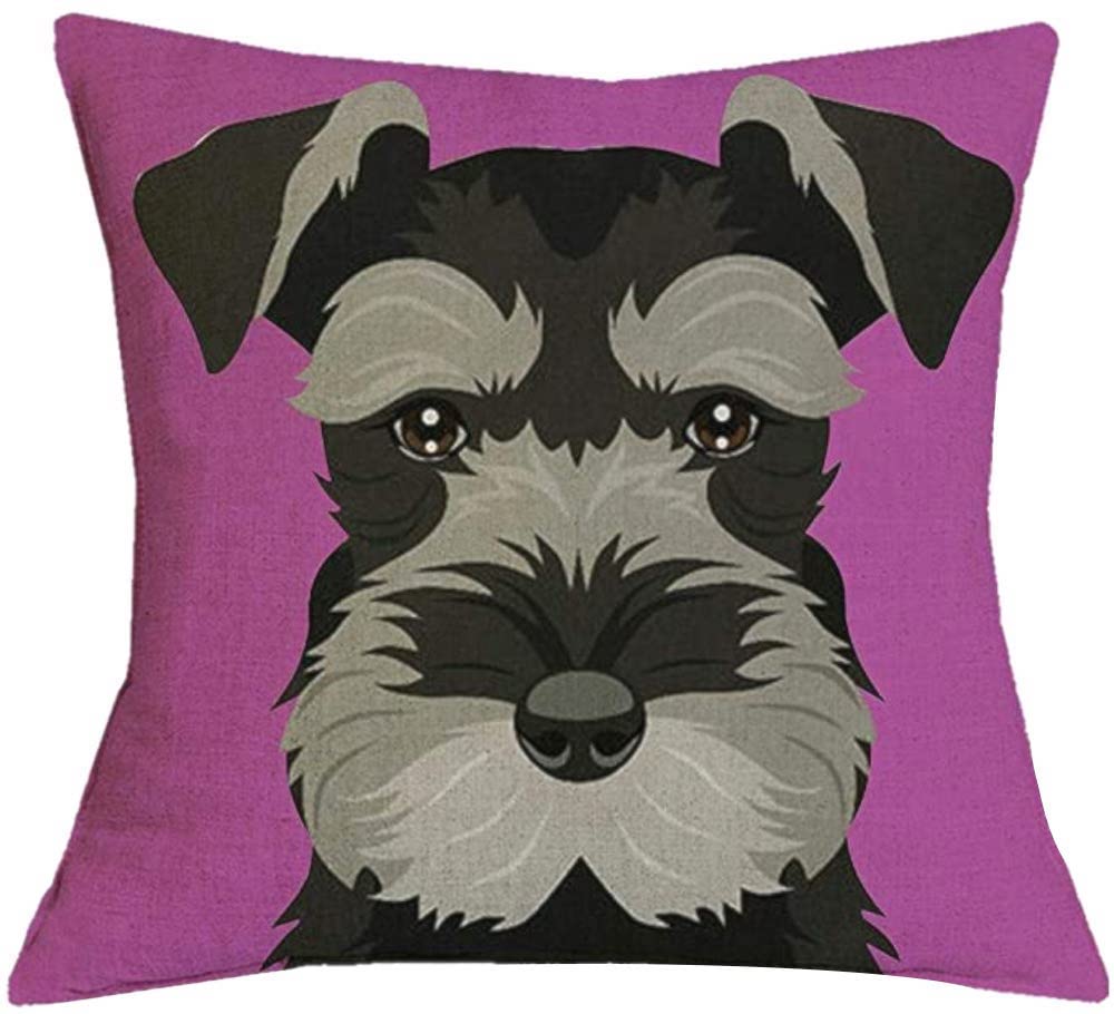 The Beach Stop Purple Decorative Miniature Schnauzer Dog Scatter Cushion Cover | Home Decor Gift Idea | 45X45cm 18X18” |