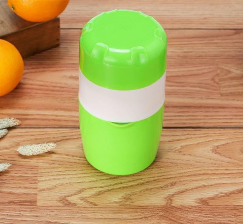 Manual Juicer, Hand Lid Rotation Squeezer for Citrus/Lemon/Orange/Tangerine/Lime Juice, Squeezer Fruits Easily, Professional Portable Presser with Strainer and Container (Green)
