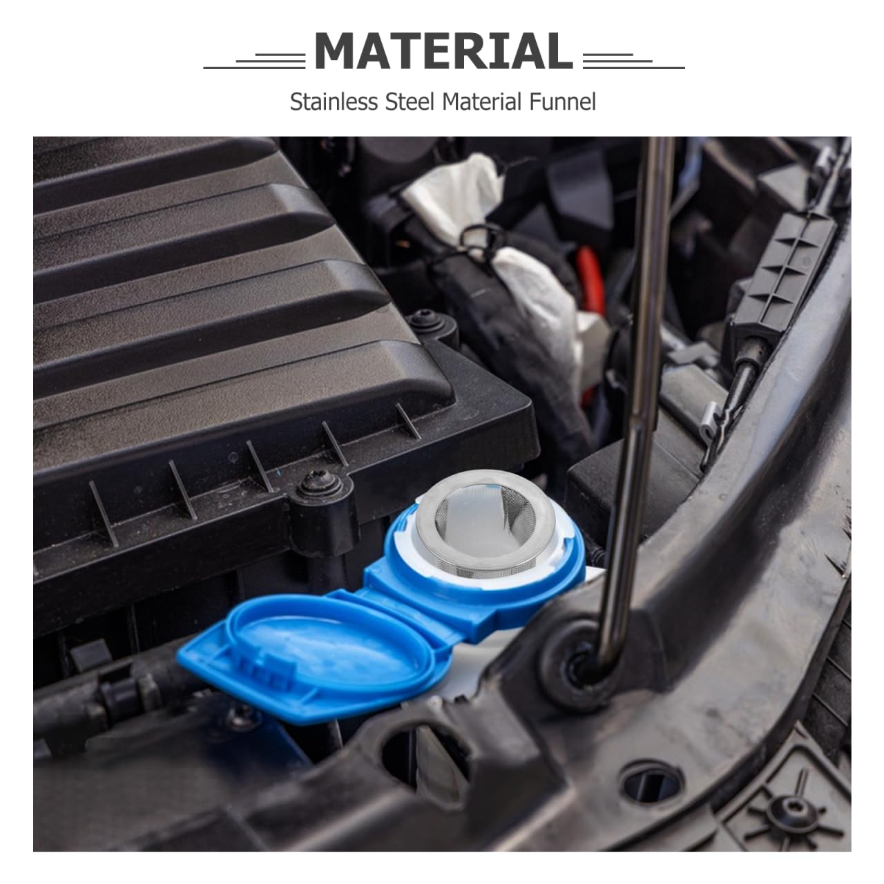 Angoily Stainless Steel Windshield Washer Fluid Filter Funnel for Car Reservoir Cup Prevents Wiper Clogs Easy Installation Compatible with Tesla - Image 2