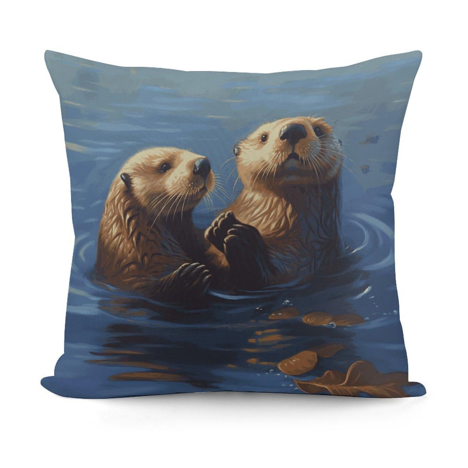 Adfgyerh Style Sea Otters Painting Decorative Pillow Covers, Throw Pillow Covers Soft For All Seasons, Pillowcases For Couch Living Room Sofa Bedroom 18X18 Inch
