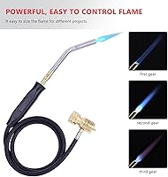 Vista 3 de Antorcha de propano de mano con manguera, antorcha de gas Mapp, soplete de soldadura, longitud de manguera 1.5M/60" Temperatura máxima de operación