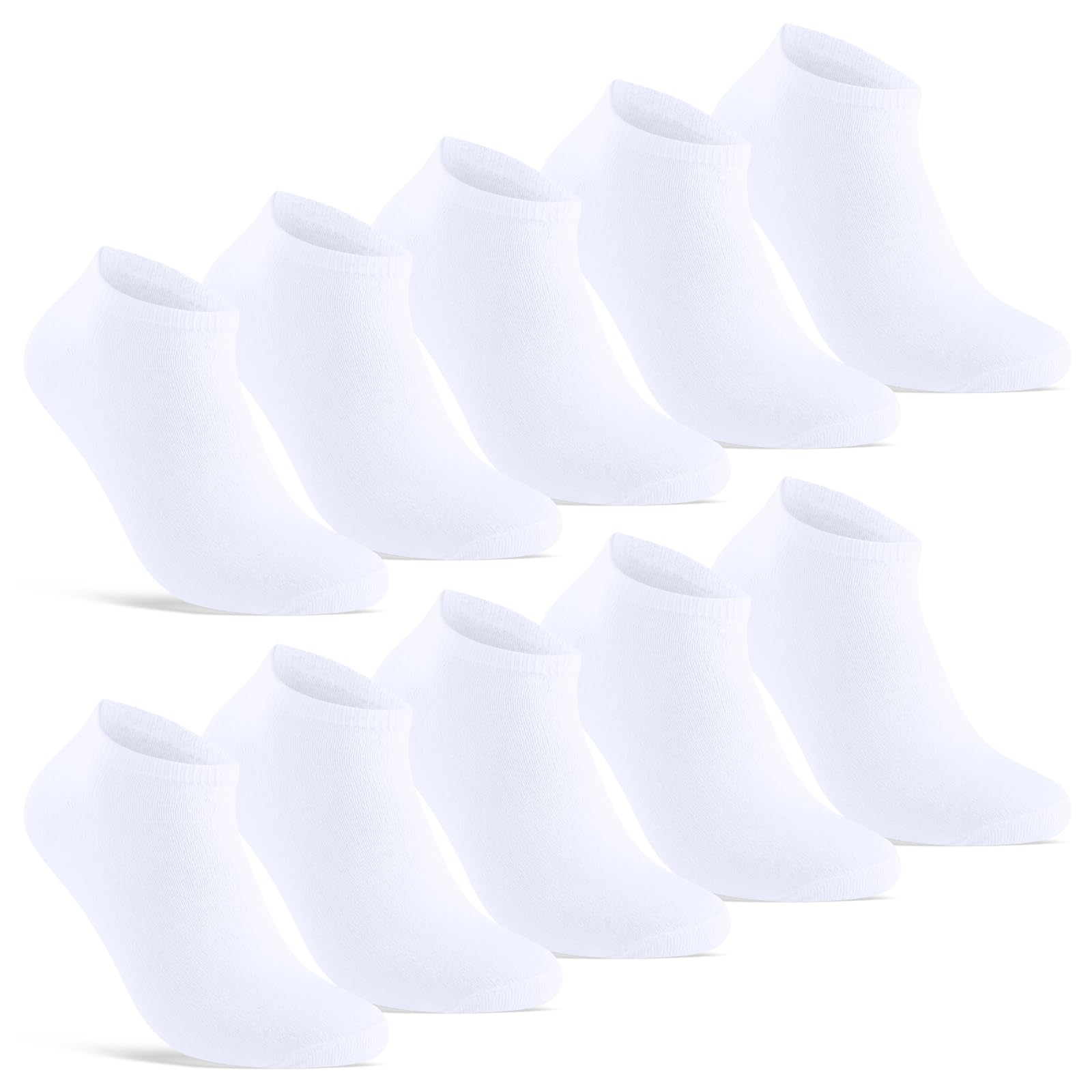 10 Pairs of Trainer Socks for Men and Women, Short Socks, Cotton, Black, White, Grey