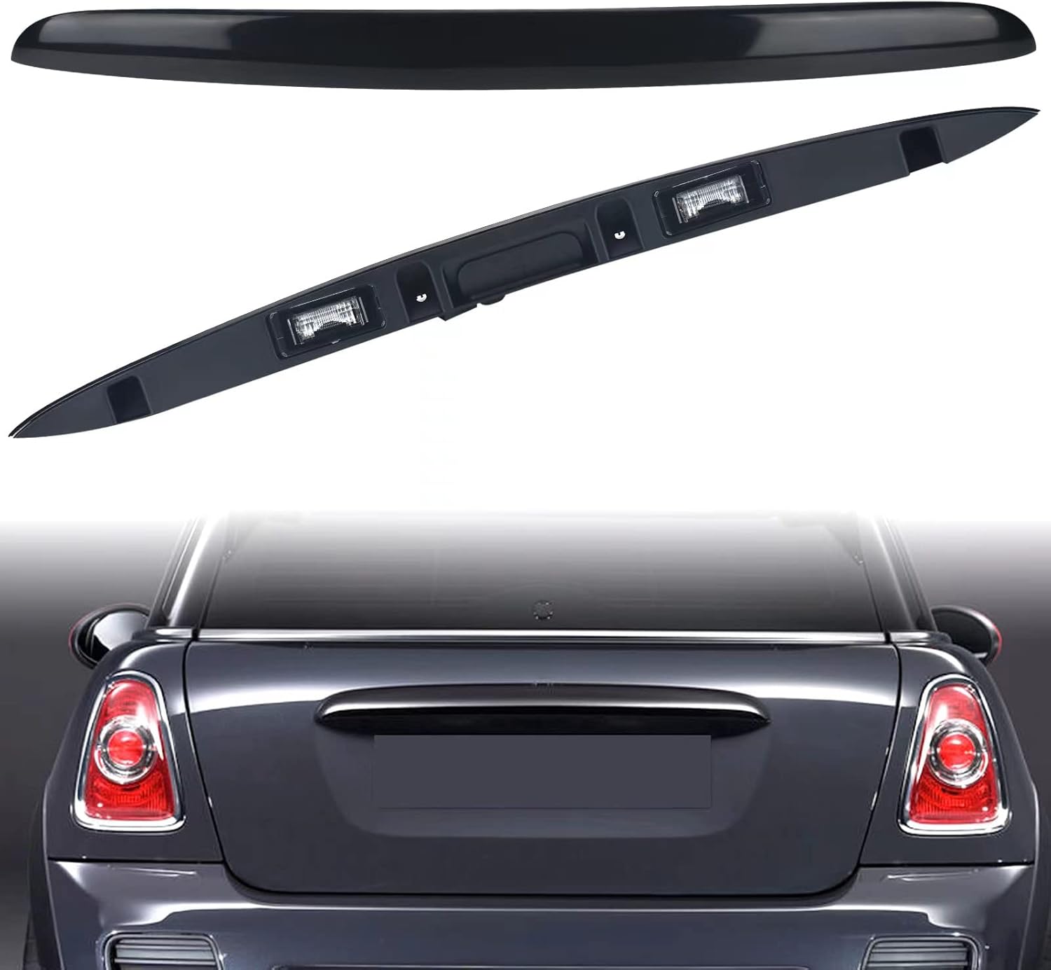 Black Rear Trunk Hatch Handle With Lamp, Tailgate Trim Lid Trunk Liftgate Pull Handle Compatible With BMW Vehicle 2005-2015 Mini Cooper R56 R57 Series, Replace#51132753602 - Backhatch Release Handle 1- pcs