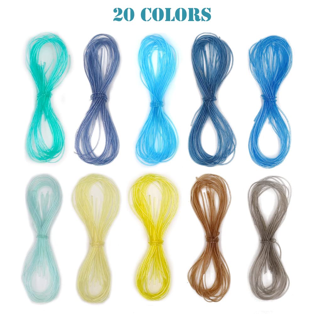 200 PCS Scoubidou Fils Elastiques TAVADA - Cordon Plastique 20 Couleurs Avec Porte-clés Pour Bracelets DIY