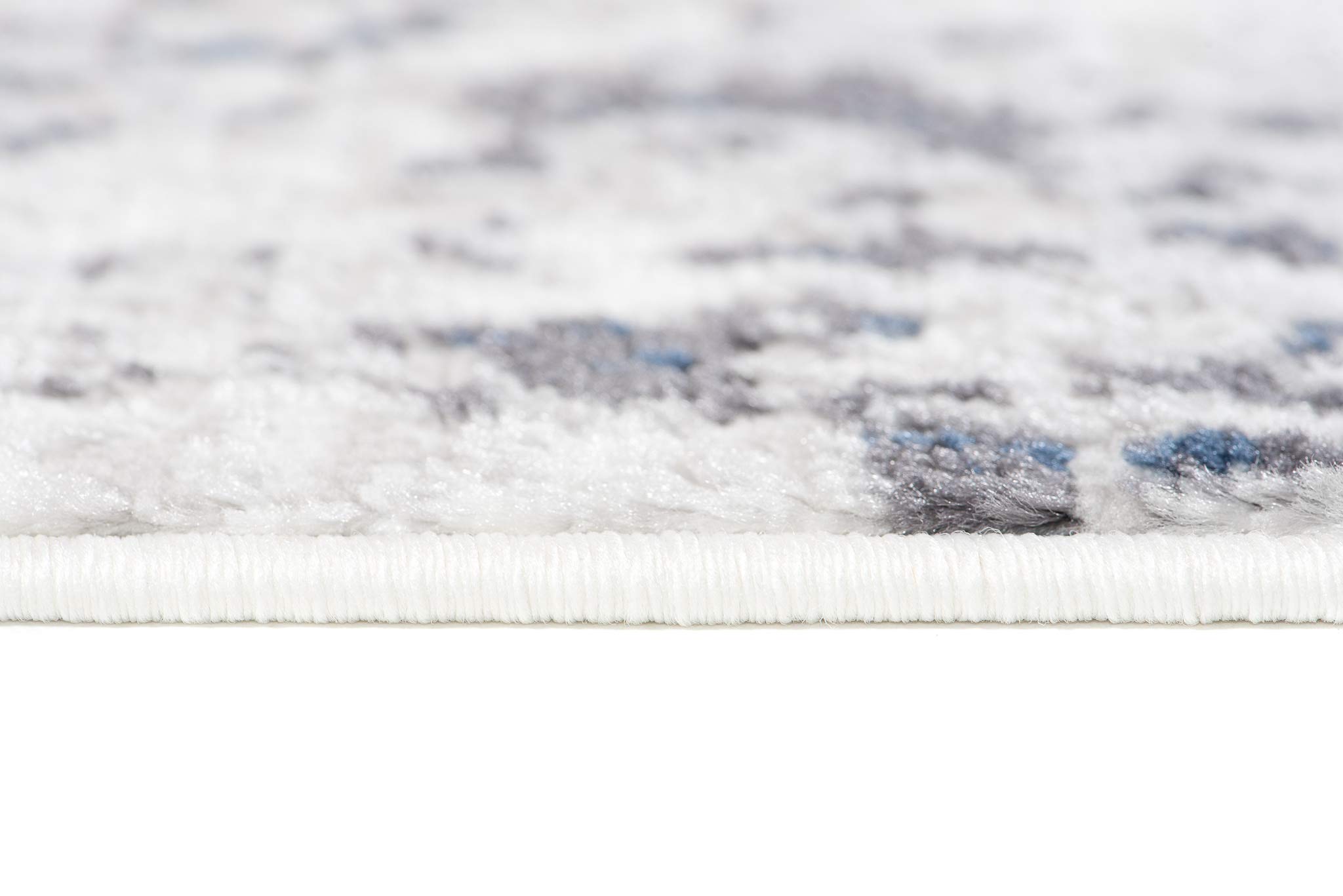 TAPISO Sky Tapis de Salon Chambre Salle à Manger Adulte Bureau Design Moderne Bleu Foncé Gris Vintage Moucheté Géométrique Motif Losanges Poil Court Moelleux 140 x 200 cm