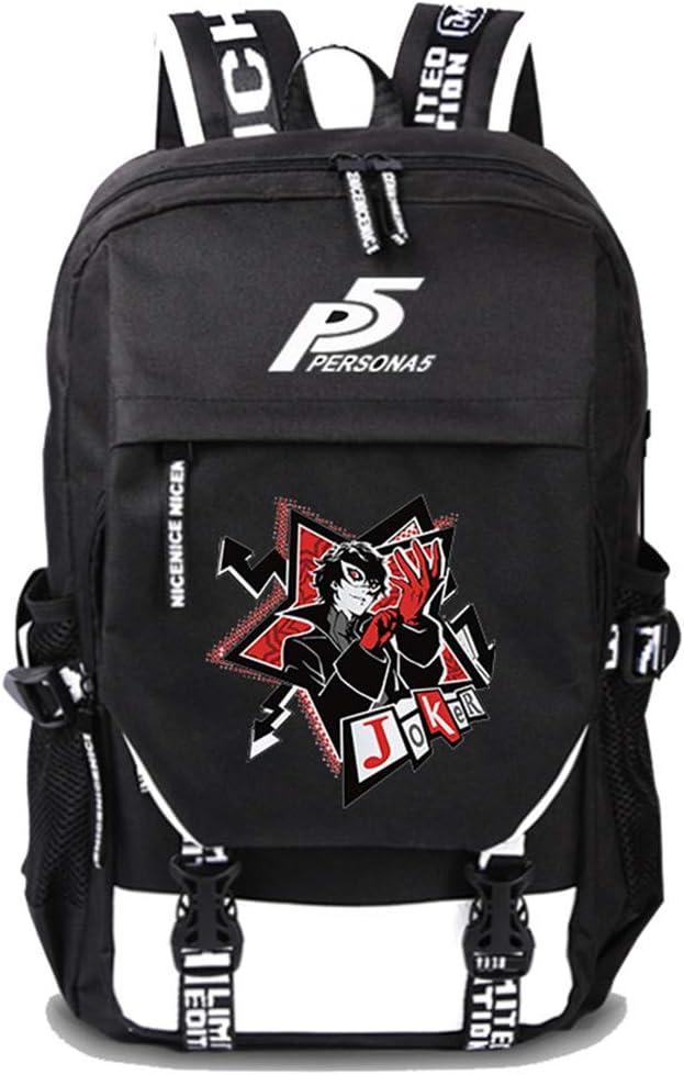 WANHONGYUEPersona 5 Game Backpack Laptop Rucksack Schoolbag for Children with USB Charging Port
