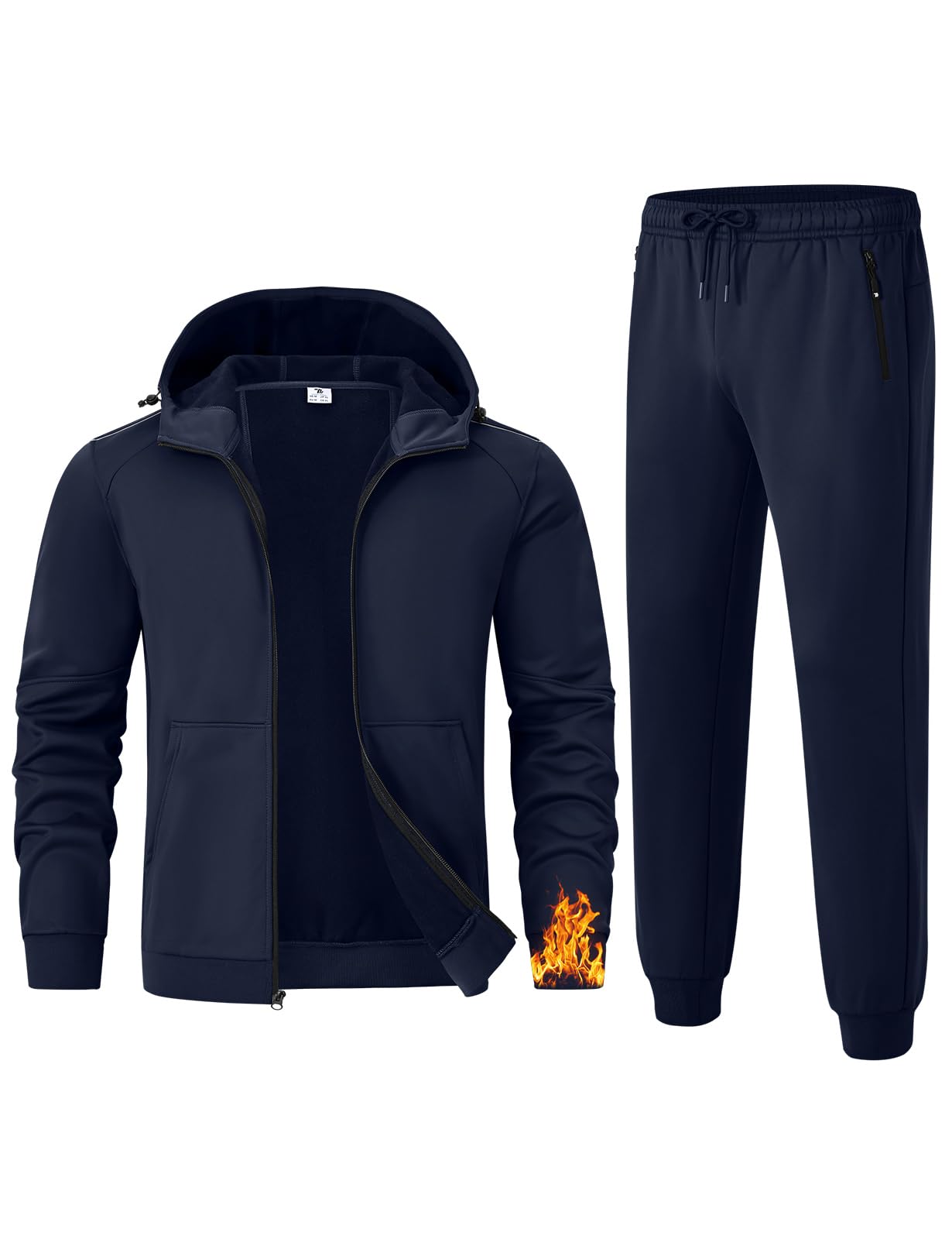 tbmpoy Mens Fleece Lined Hooded Tracksuits Sweatsuits 2 Piece Sets Winter Thermal Jogging Track Sweat Suits Warm Up Outfits-picture-53