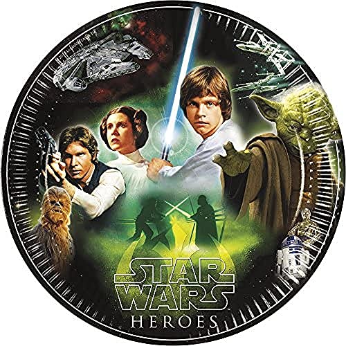Star Wars Unique Party 71960 Lot de 8 Assiettes en Carton Motif héros et méchants 23 cm