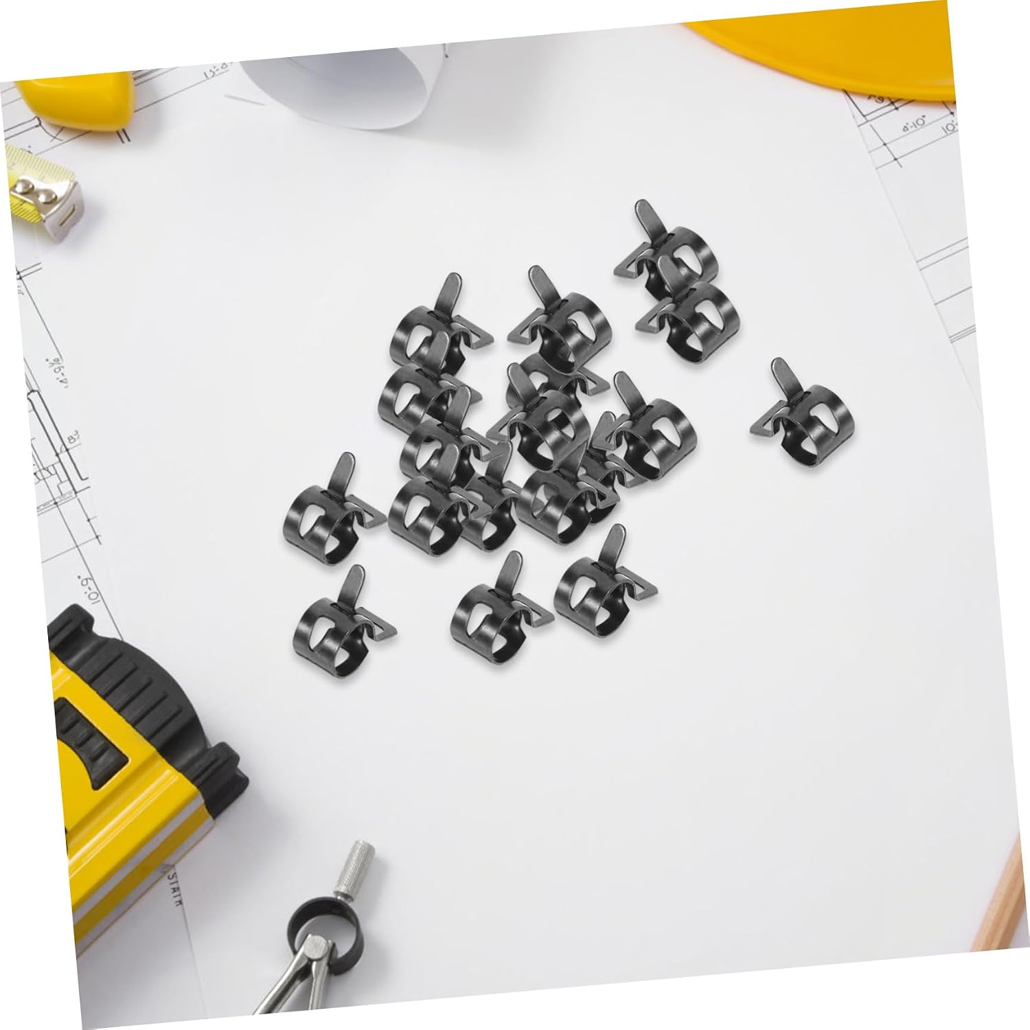 100pcs Black Hose Clamp Set Adjustable 9-10mm Spring Band Clamps Made of Sturdy Manganese Steel for Secure Fastening of Fuel Lines and Silicone Hoses in Industrial and Home