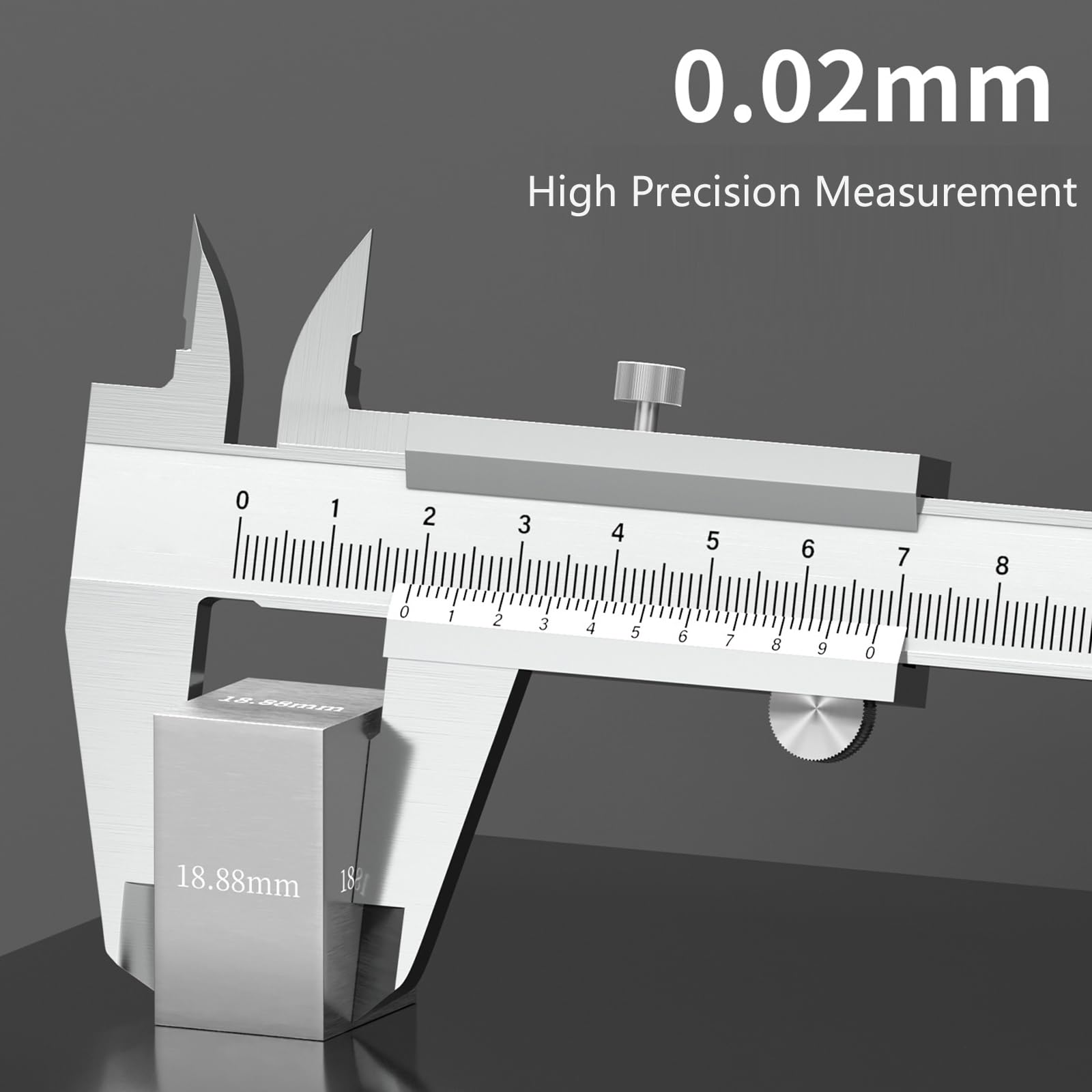 Calibre de acero inoxidable, resolución de 0,02 mm, escala D grabada para aplicaciones de laboratorio y taller, calibrador de taller sin erosión