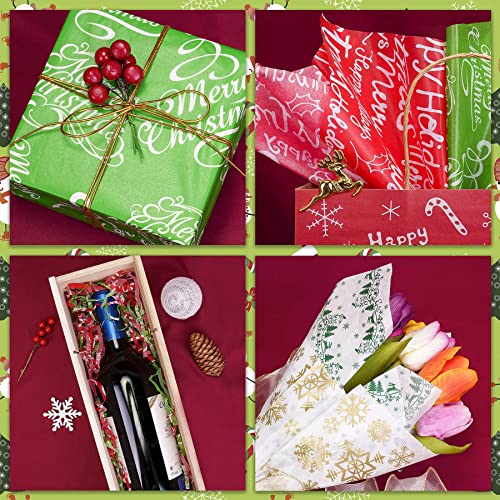 Image of Larcenciel Christmas Tissue Paper, 100 Sheets Glossy Tissue Paper for Gift Bags and Wrapping, Colorful Gift Wraps for Christmas, Holiday, Xmas, New Year, Birthday, Crafts, Art Packaging,19.7x13.8