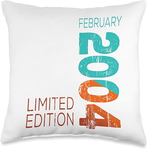 February Year Retro Vintage 2004 Edition Throw Pillow, 16x16, Multicolor