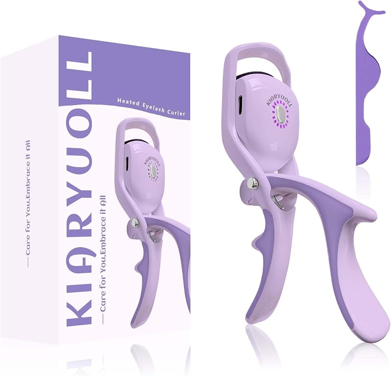 Curvador de cílios aquecido recarregável Kiaryuoll com pinça portátil, roxo