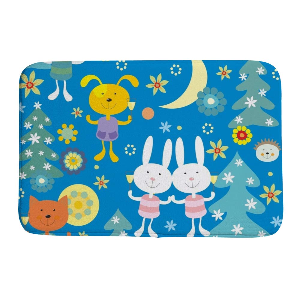 Tapis de bain antidérapant lapin bleu pour éviter les glissades sur carrelage mouillé